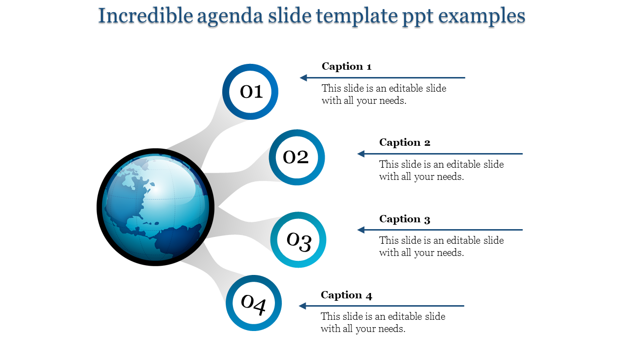 A Four Noded Agenda Slide Template Ppt