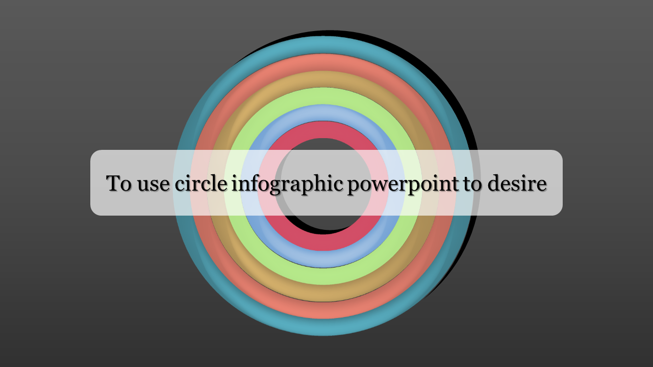 Circle infographic design with multiple colorful rings in a PowerPoint slide.