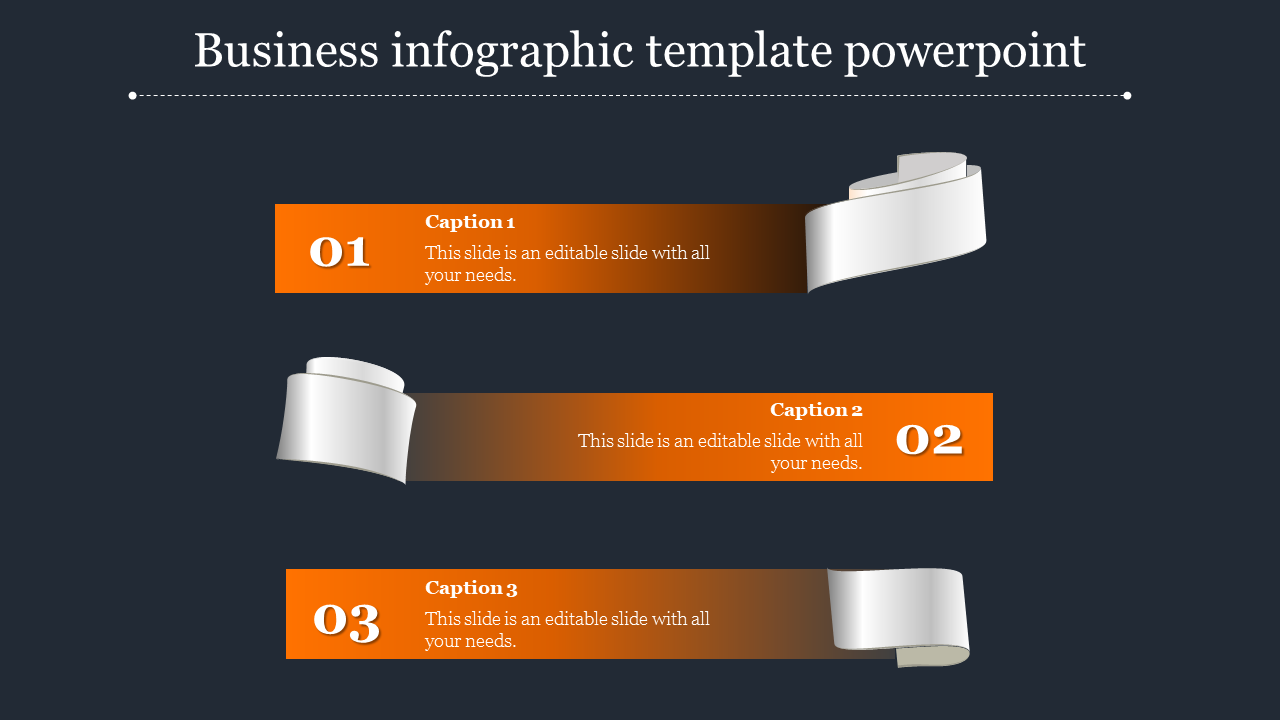 Editable Infographic Template PowerPoint with Three Noded