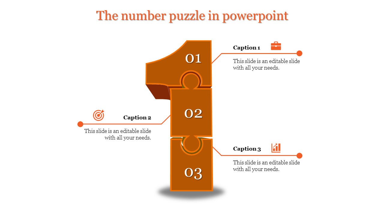 Number 1 puzzle infographic in orange, divided into three labeled sections with captions and icons on a white background.