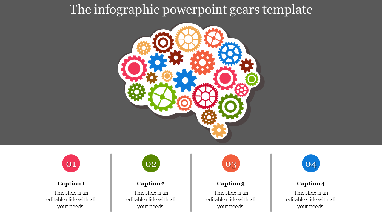 Editable Gears PowerPoint Template for Strategic Planning