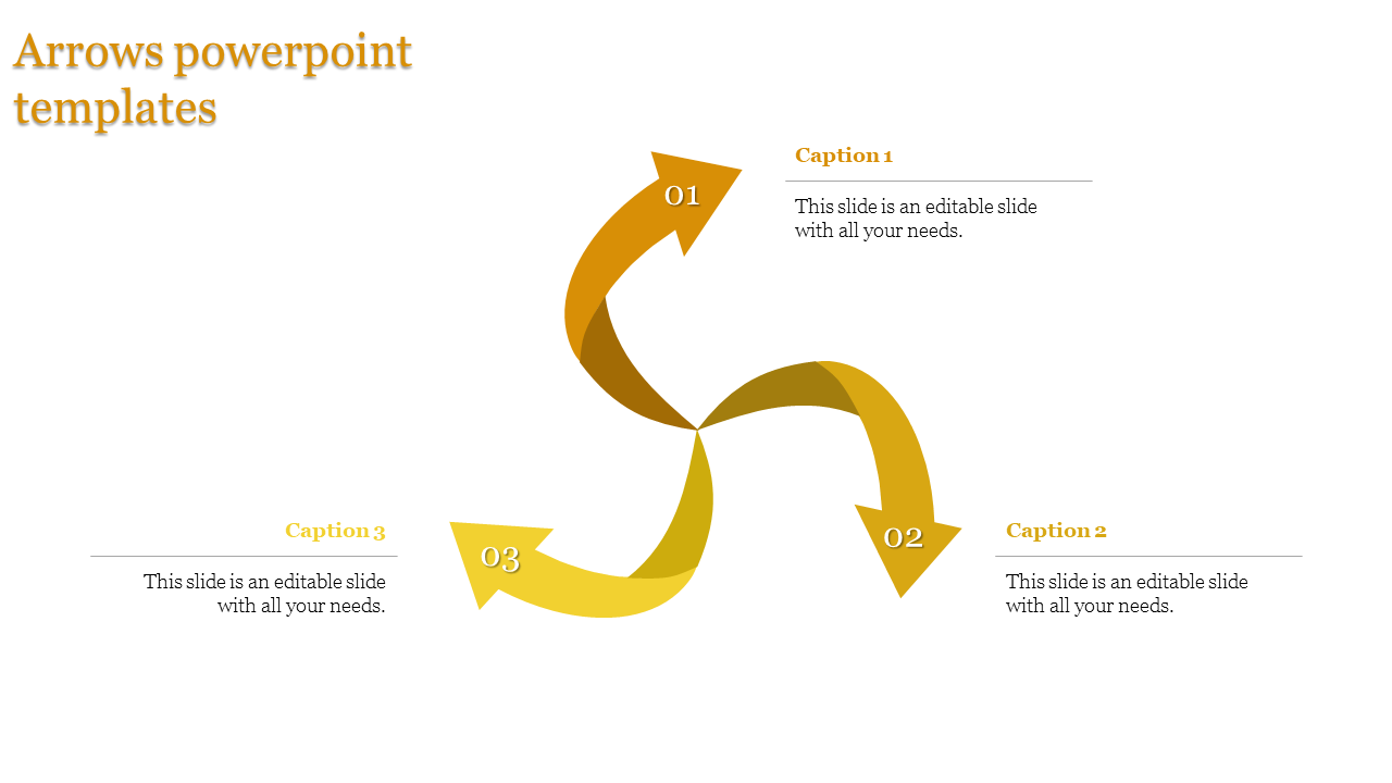 Fantastic Arrows PowerPoint Templates With Yellow theme