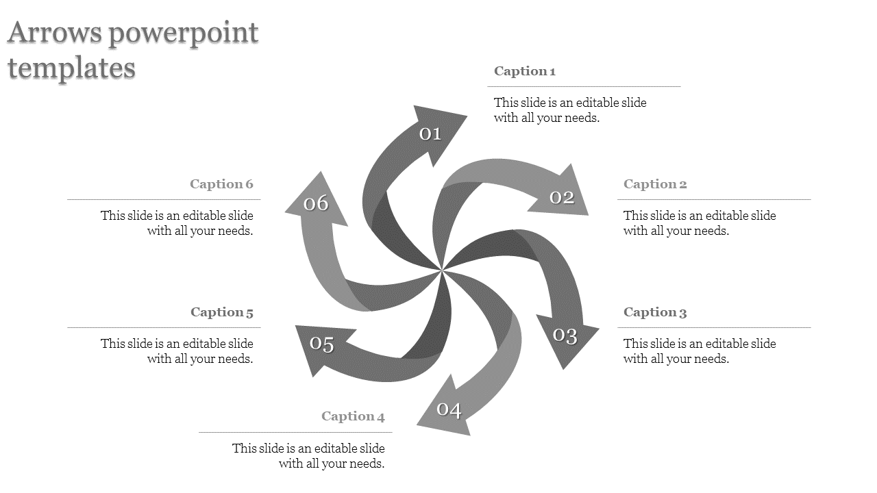 Astounding Arrows PowerPoint Templates with Six Nodes