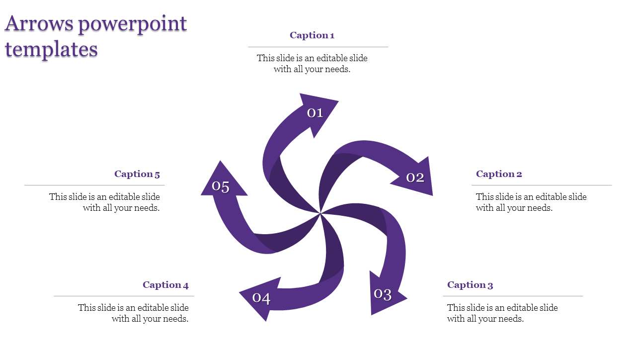 Astounding Arrows PowerPoint Templates with Five Nodes