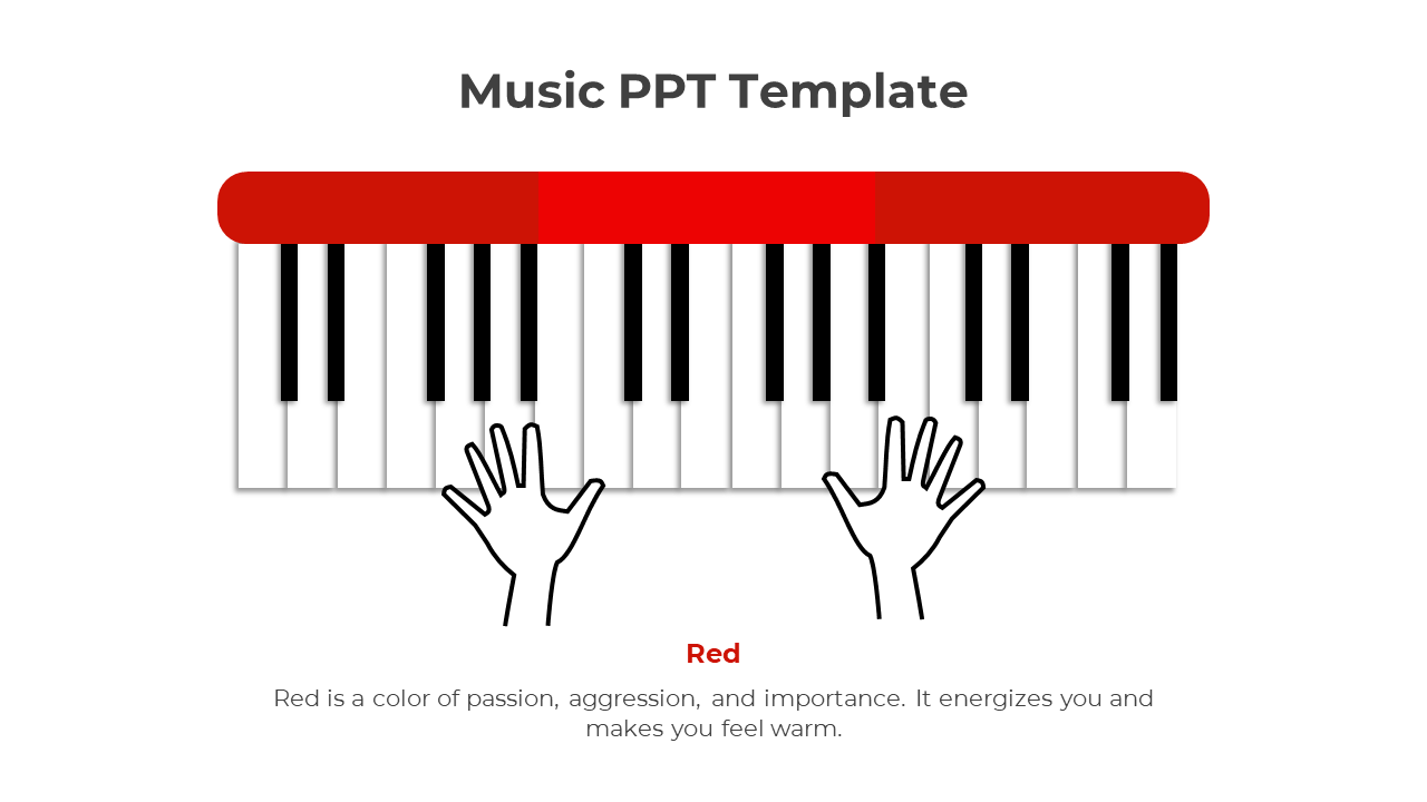 Music-themed slide featuring a piano keyboard and a red bar above the keys place with a quote at the bottom.