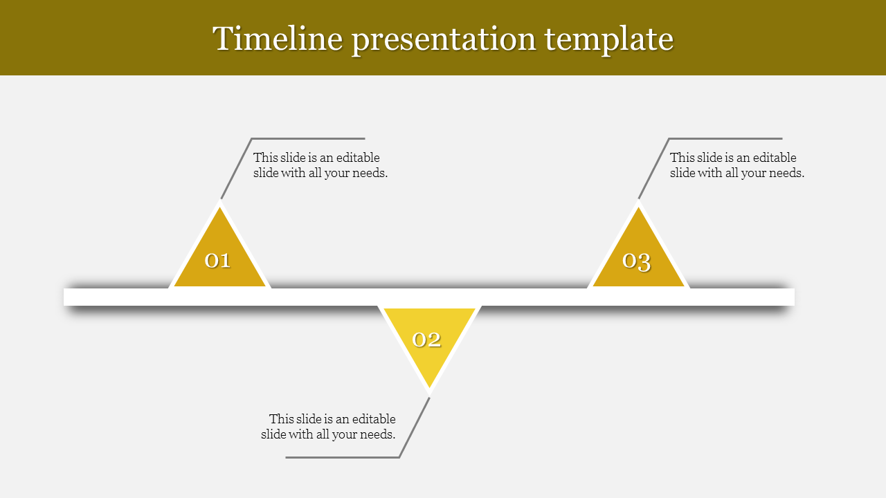 Yellow Triangle Shape Timeline PPT Template and Google Slides