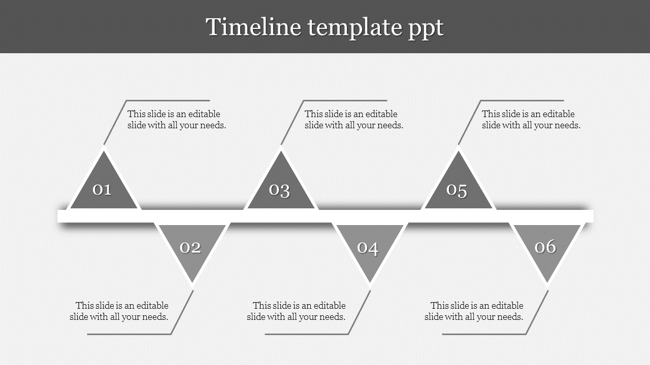 Awesome Timeline PPT Template With Six Creative Nodes