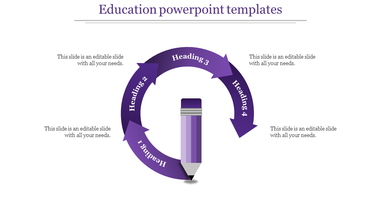 Education PowerPoint Presentation - Four Purple Arrows