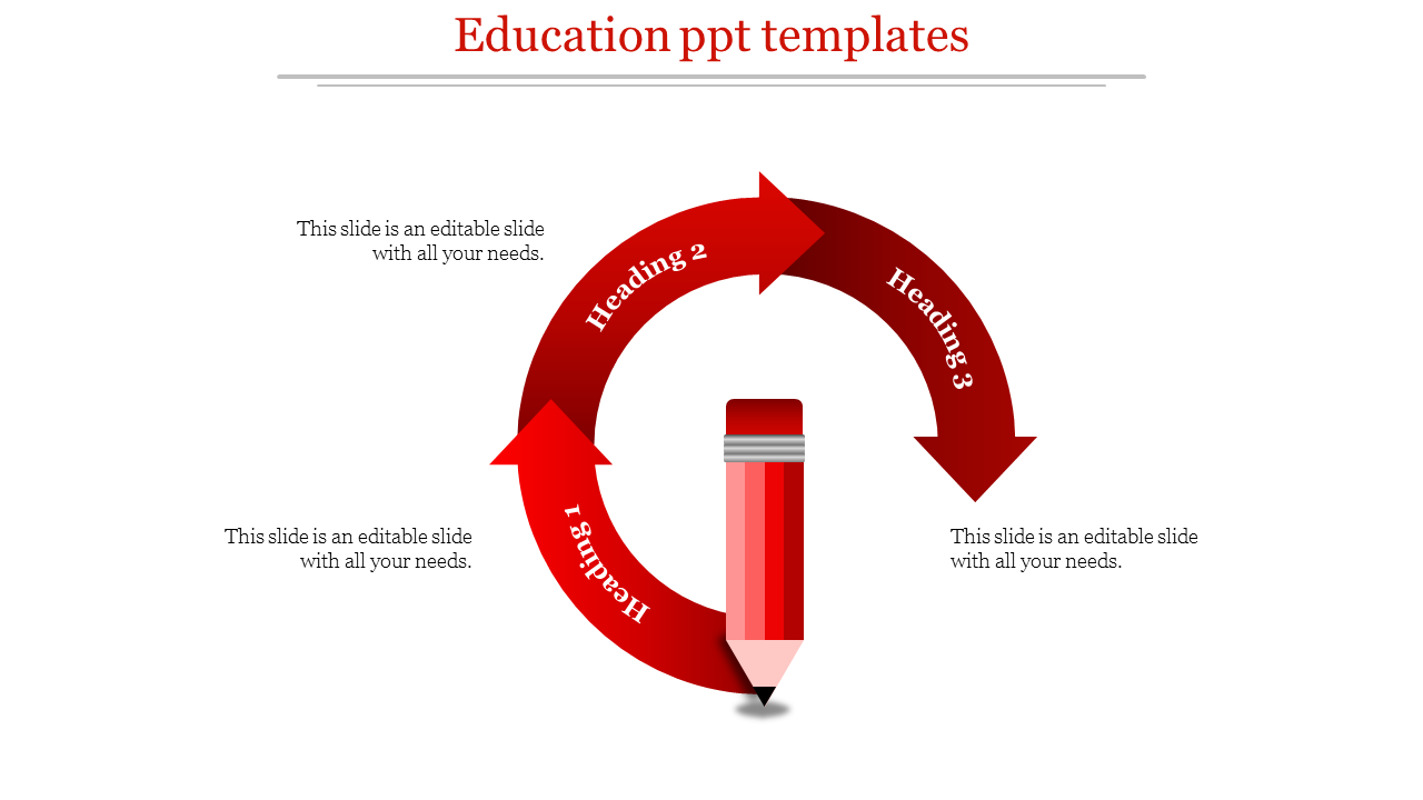 Education PowerPoint Presentation - Three Arrows Red