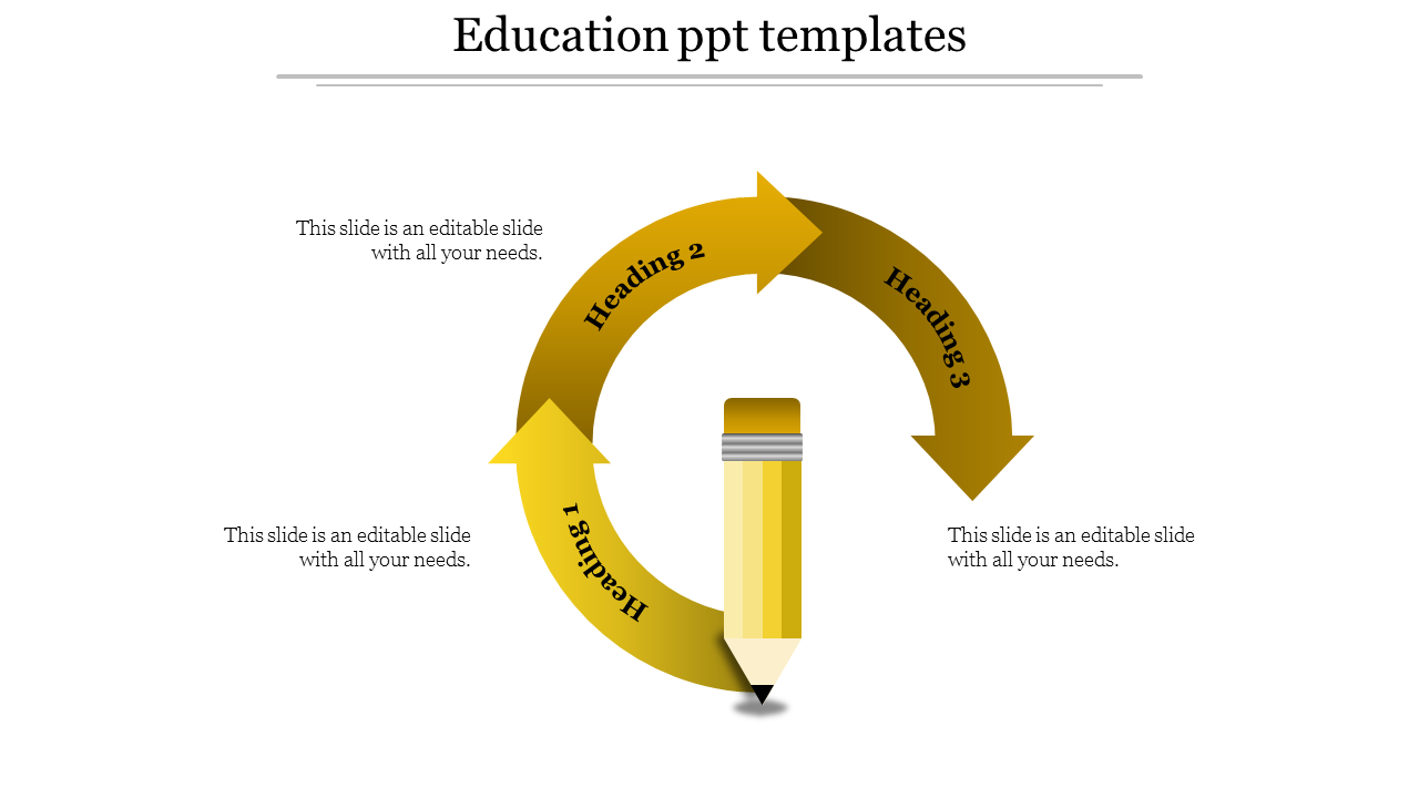 Education PowerPoint presentation - Three Arrows Yellow