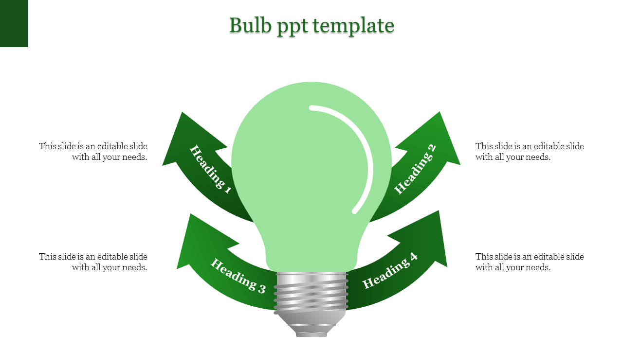 Editable Bulb PPT Template for Creative Idea Showcases