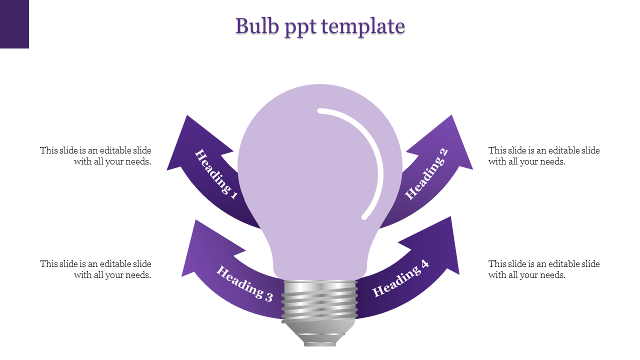 Bulb PPT Template And Google Slides with Four Nodes