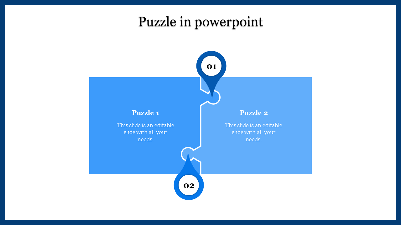 Two blue puzzle pieces connected vertically, with numbered markers on top and bottom.