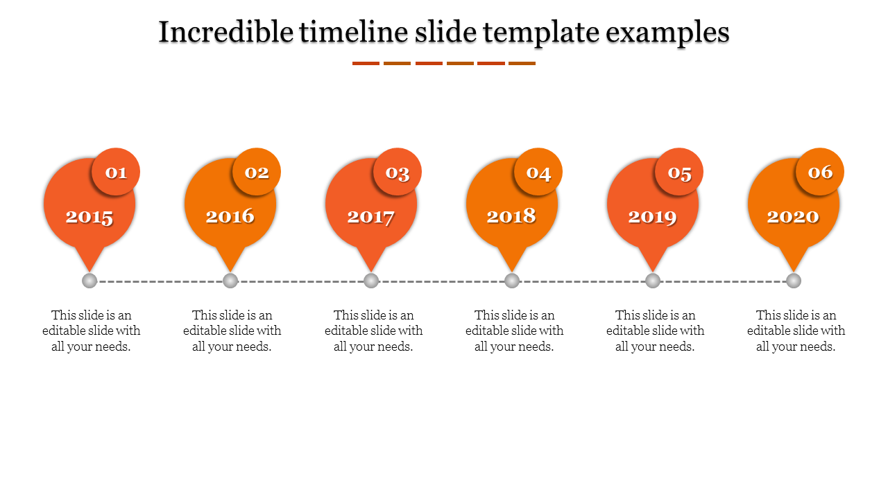 Orange Bulb Design Timeline PPT Template and Google Slides