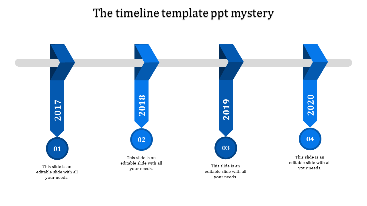 Straight Line Timeline Design PowerPoint Presentation