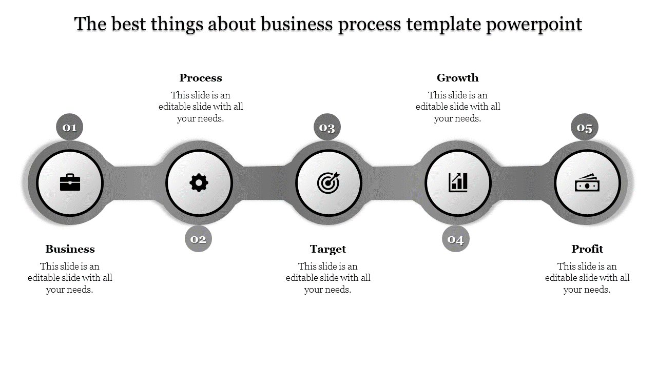 Amazing Business Process PowerPoint Slide With Grey Circles