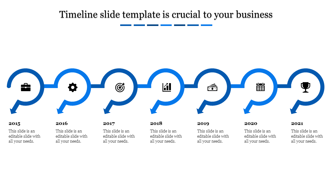 Blue Themed Arrows Timeline PPT Template and Google Slides