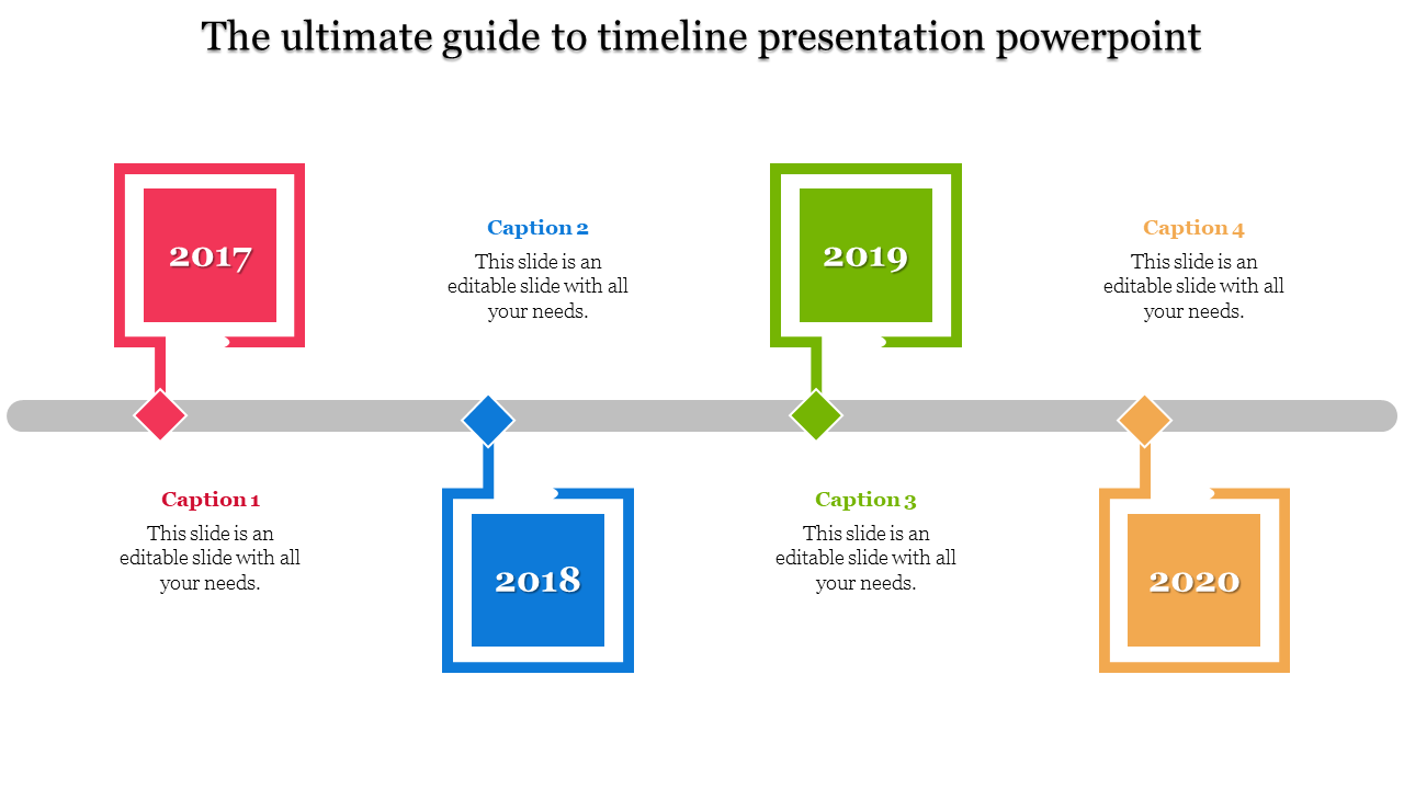 Multicolor Square Node Timeline PPT Template & Google Slides