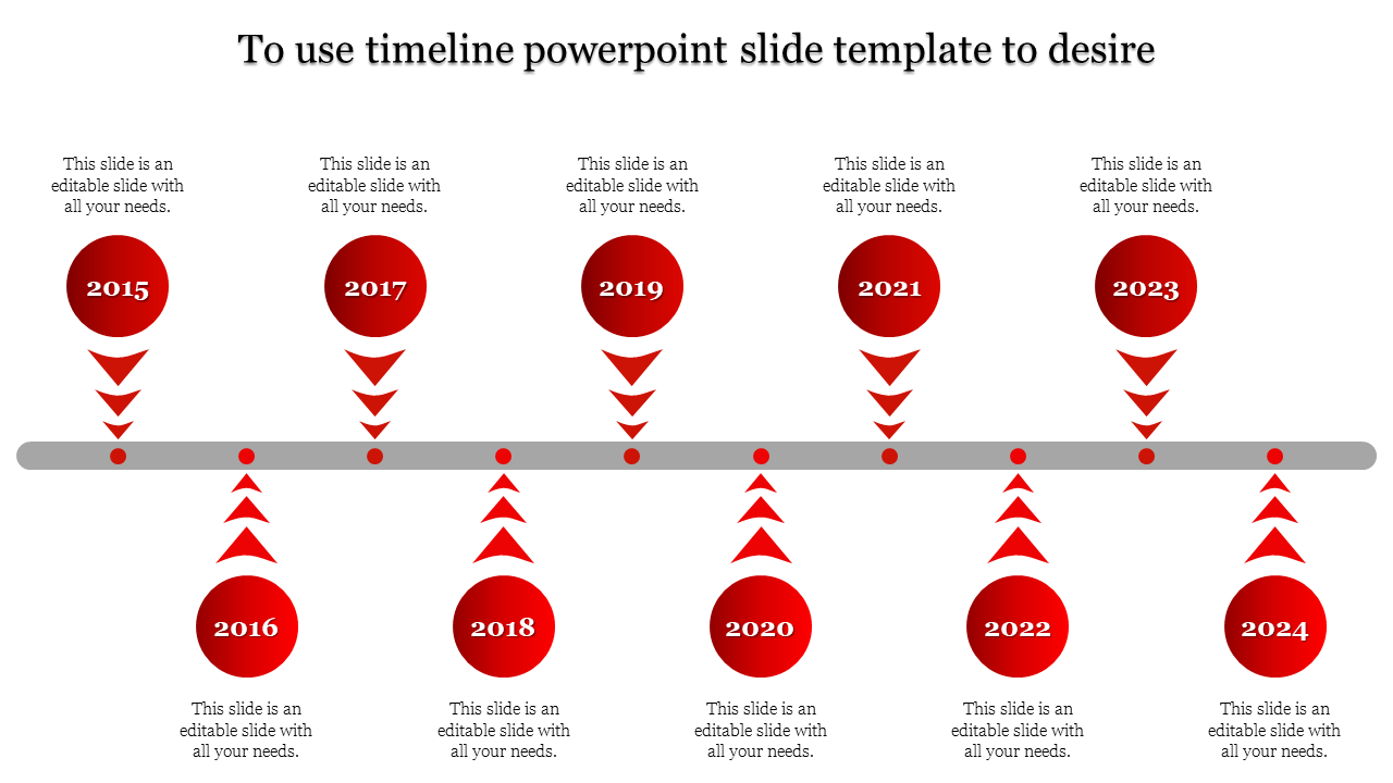 Red themed timeline infographic with ten circular markers and arrows indicating milestones along a horizontal path.