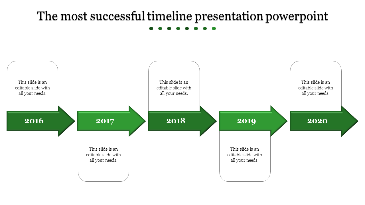 Elegant Timeline  PowerPoint Presentation Template In Green Color