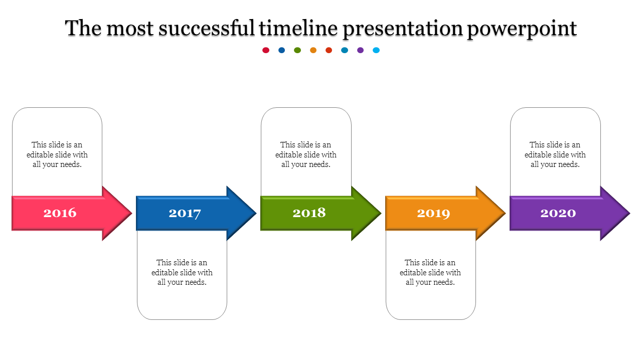 Five Arrows Multicolor Timeline PPT Template & Google Slides