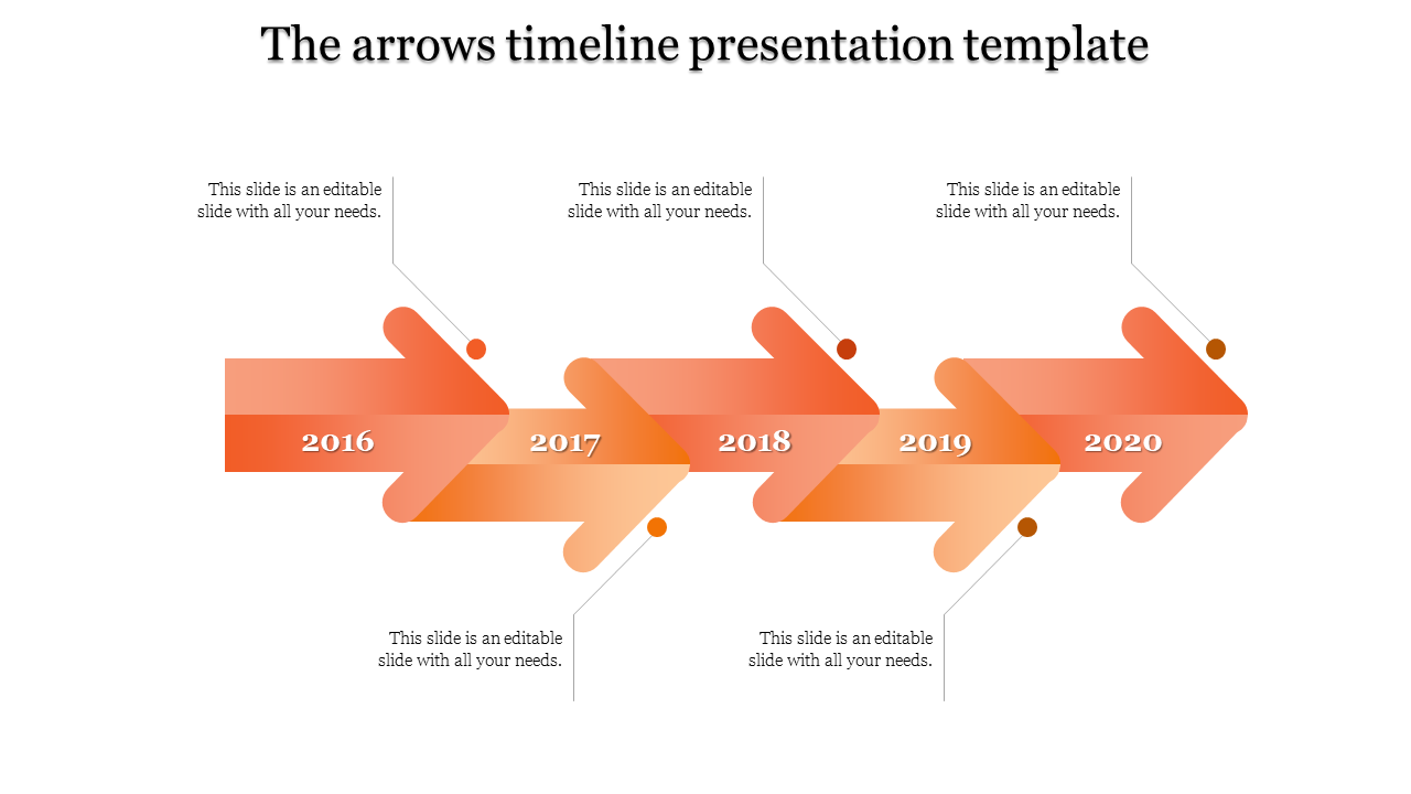 Editable Timeline Slide Template In Red Color Slide