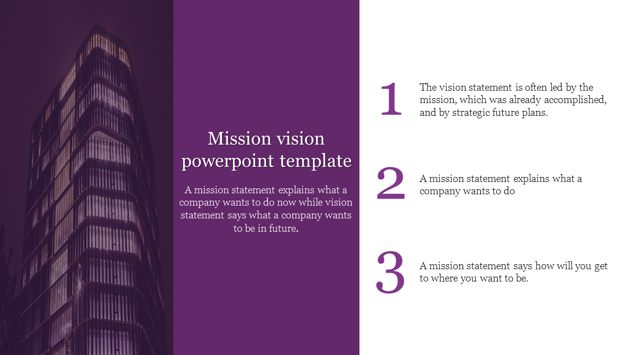 A Three Noded Mission Vision  PPT and Google Slides template