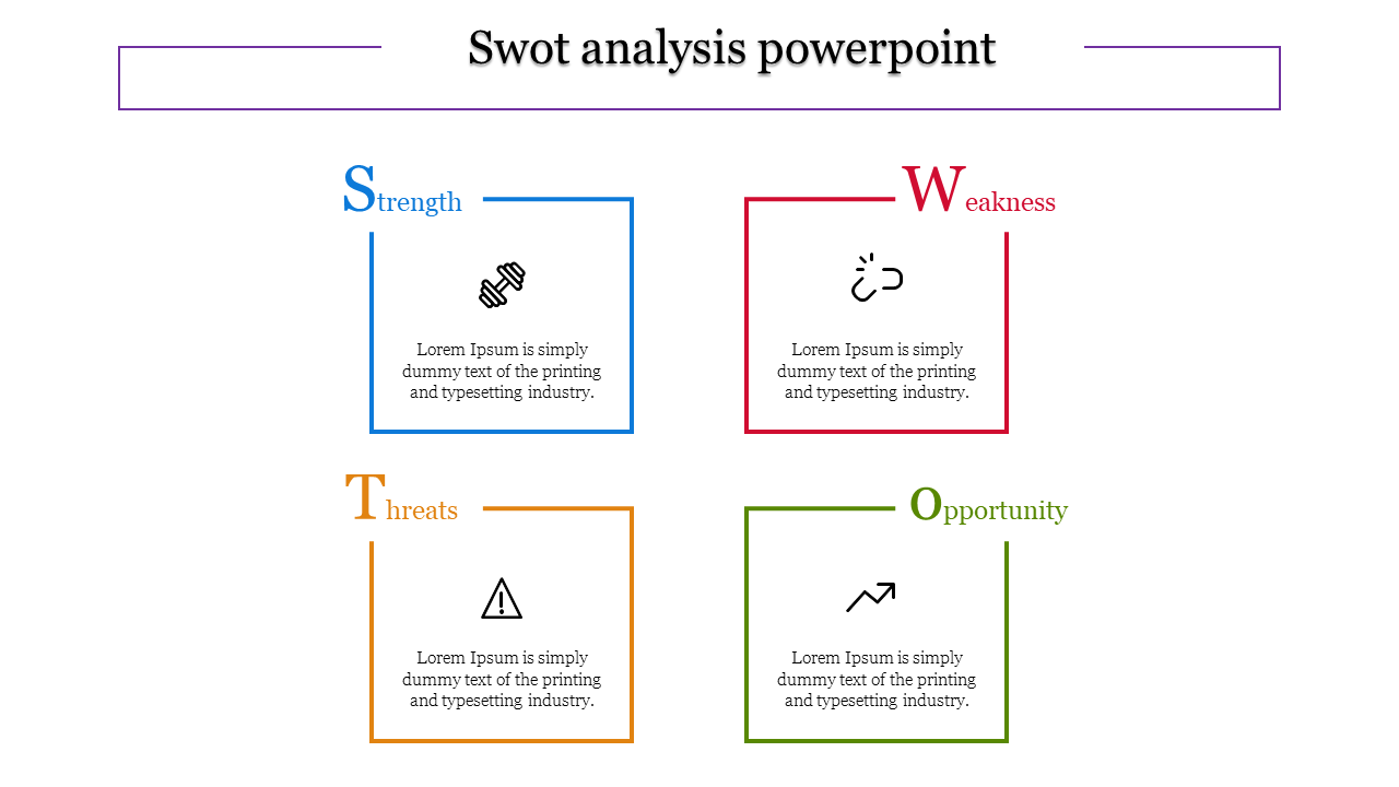 Plain SWOT analysis PowerPoint With Multicolor Theme 