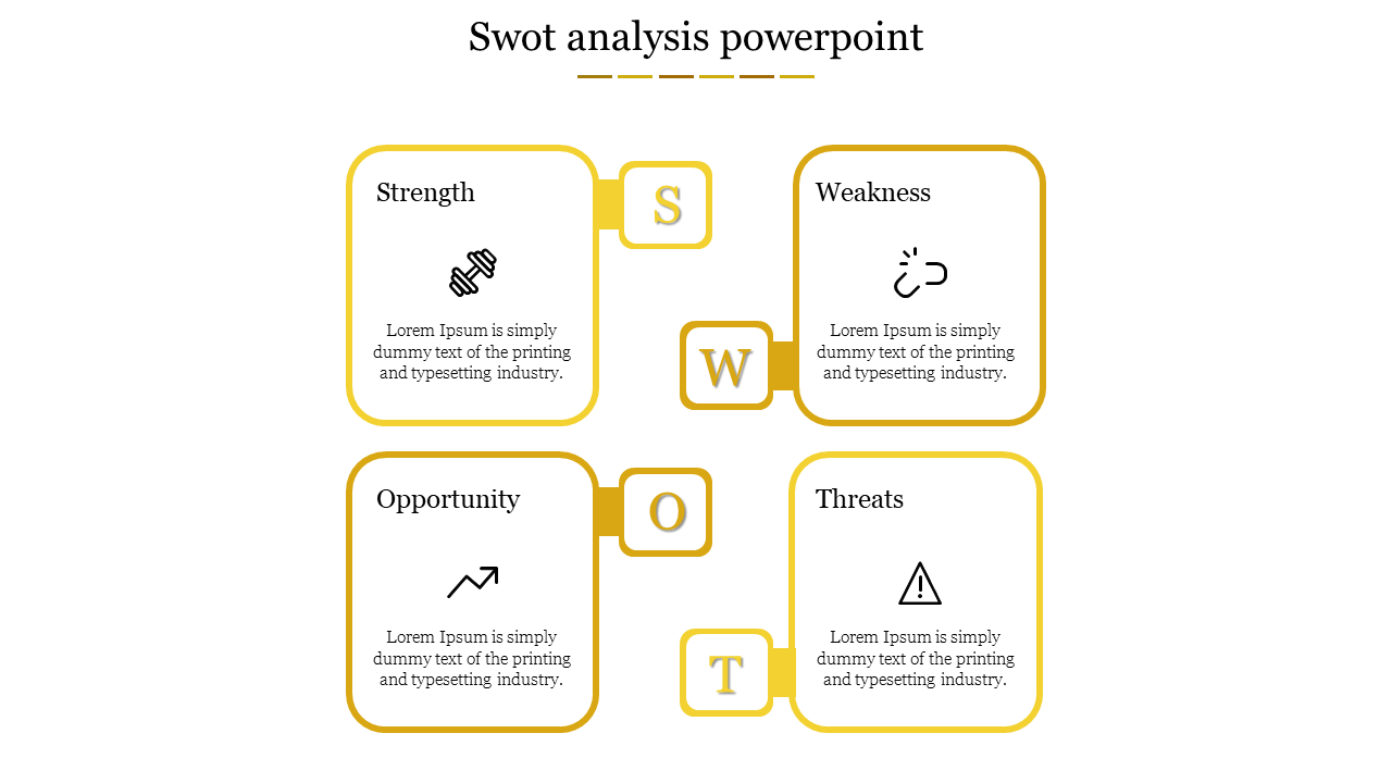 Use SWOT Analysis PowerPoint With Four Nodes Slide