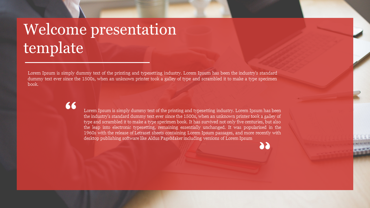 Professional Welcome Presentation Template for Events