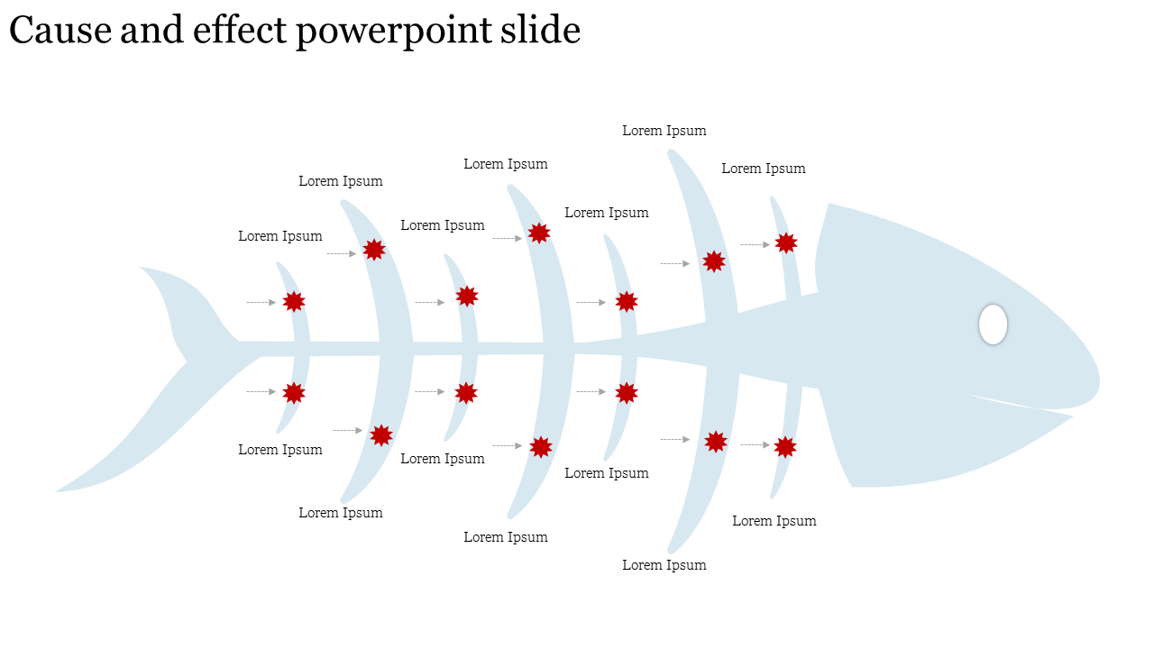 Cause And Effect PowerPoint Slide With Fish Bone Diagram