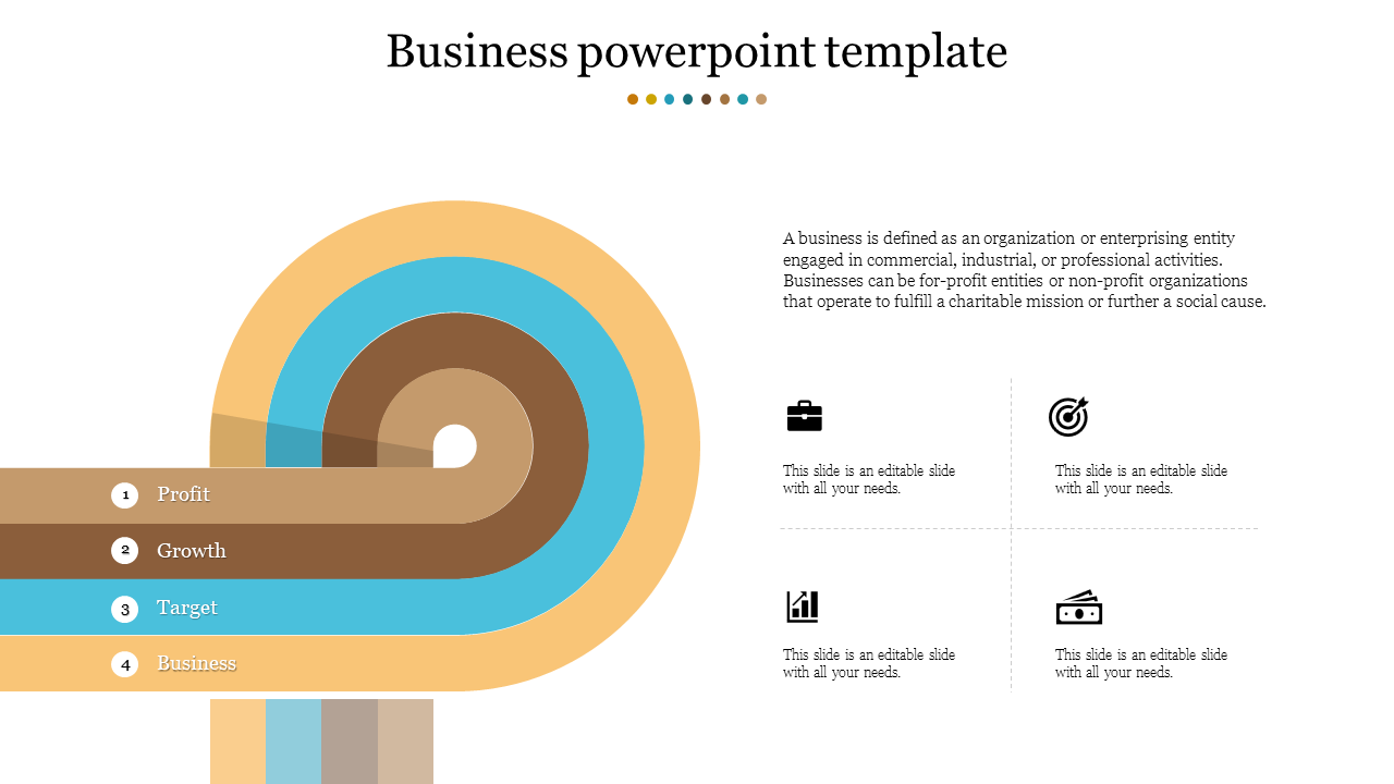 Business PowerPoint Template and Google Slides Four Noded