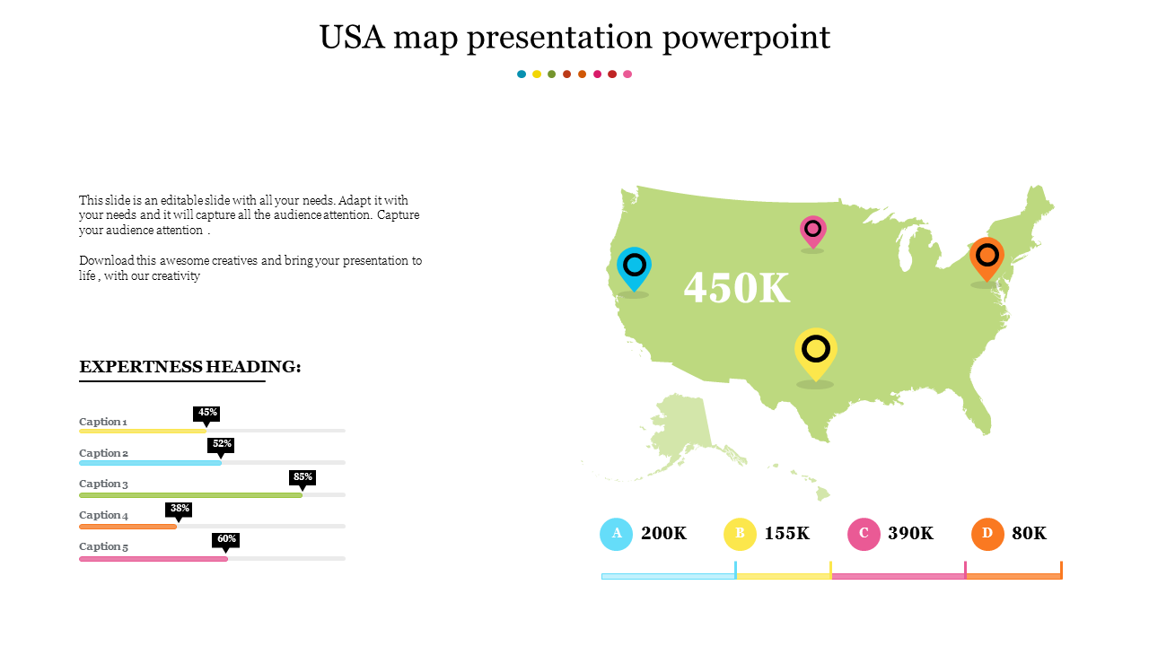 Our Predesigned Map Presentation PowerPoint-Green Color