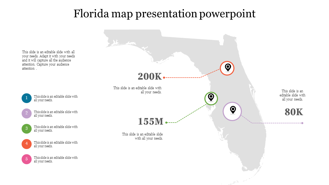 Creative Map Presentation PPT And Google Slides With Five Node