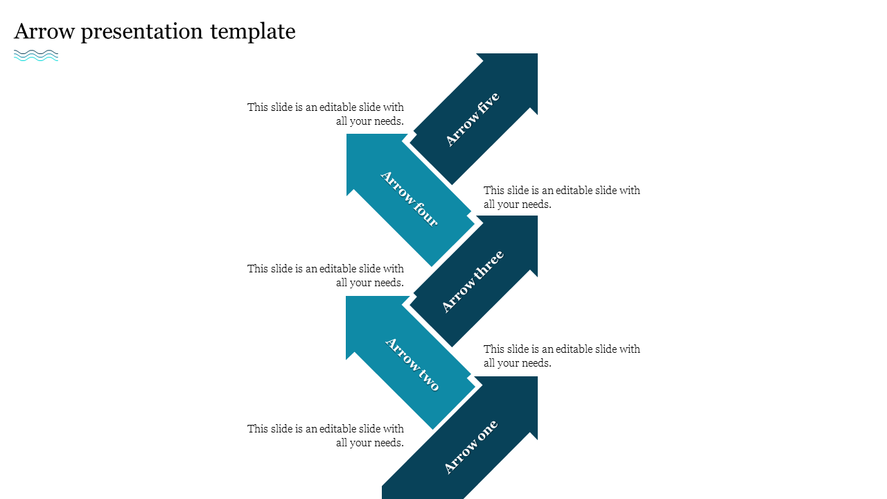 Awesome Arrow Presentation Template With Five Nodes