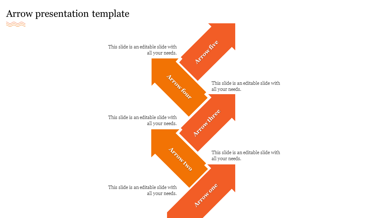 Stunning Arrow Presentation Template In Orange Color