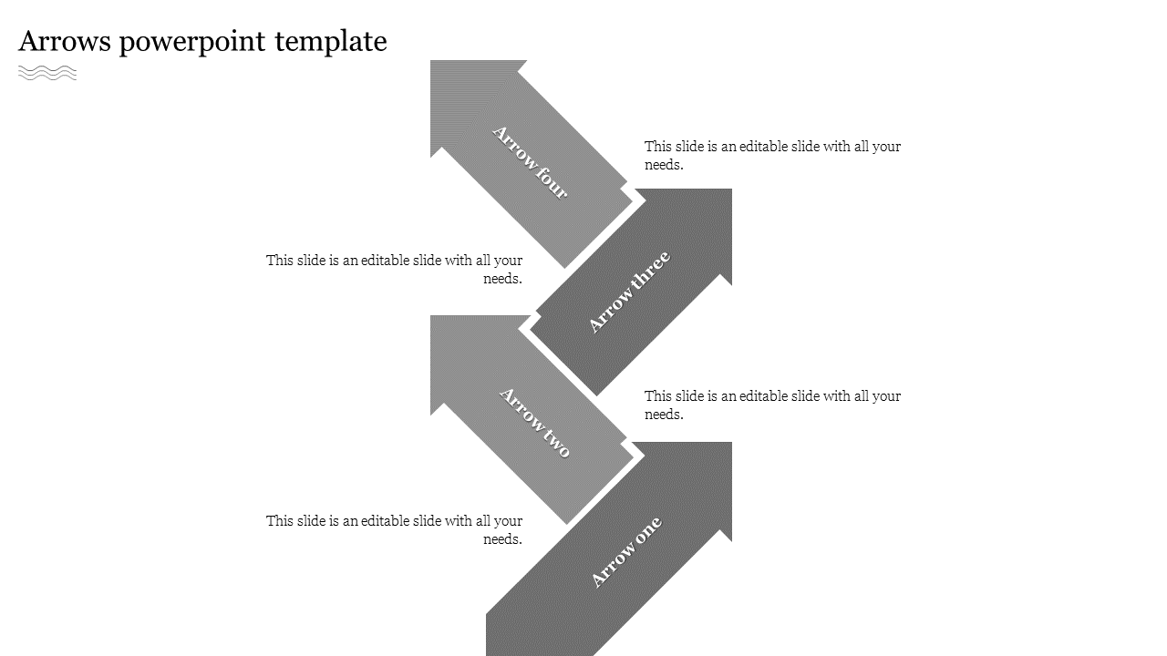 Stunning Arrows PowerPoint Template In Grey Color Slide