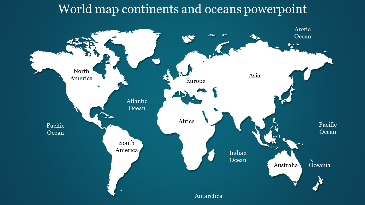 World Map Continents and Oceans PowerPoint & Google Slides