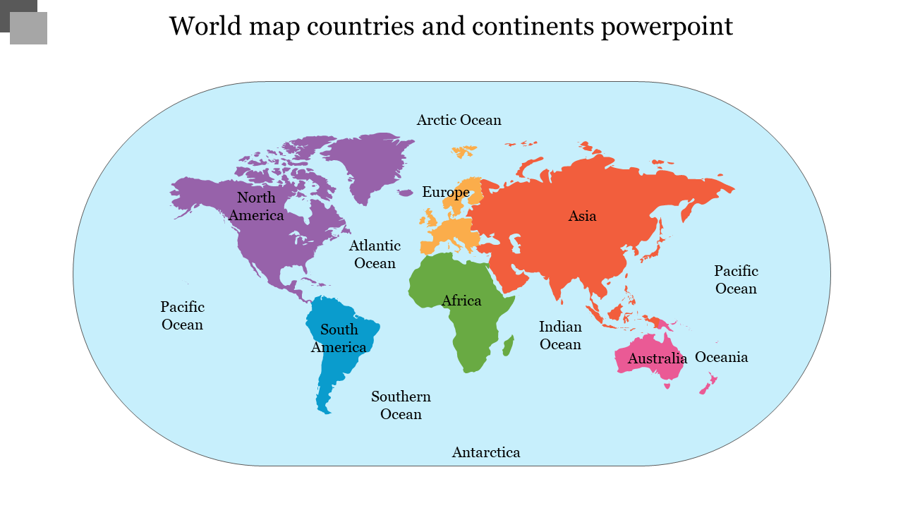 Map Of The Oceans Continents And Oceans Map Powerpoint