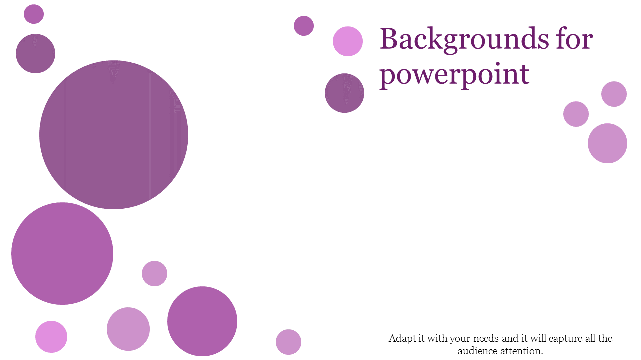 Background slide with scattered purple circles on a white backdrop and a text section in the top right.