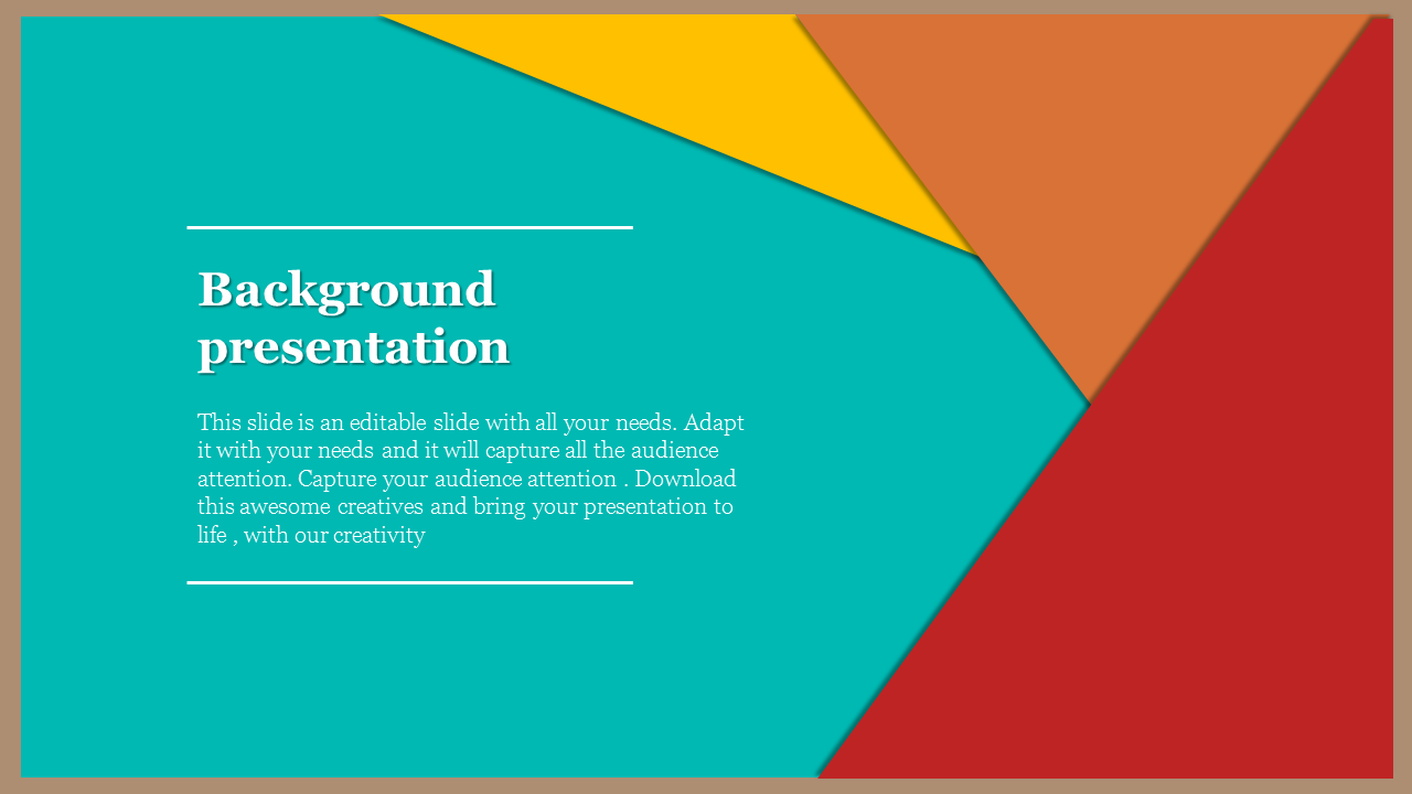 Colorful background slide with overlapping geometric shapes in teal, red, orange, and yellow, featuring text.