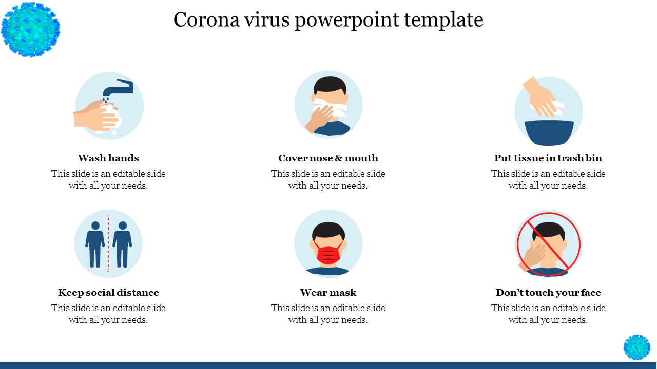 Health safety guide for coronavirus prevention with hygiene tips, social distancing advice, and reminders.