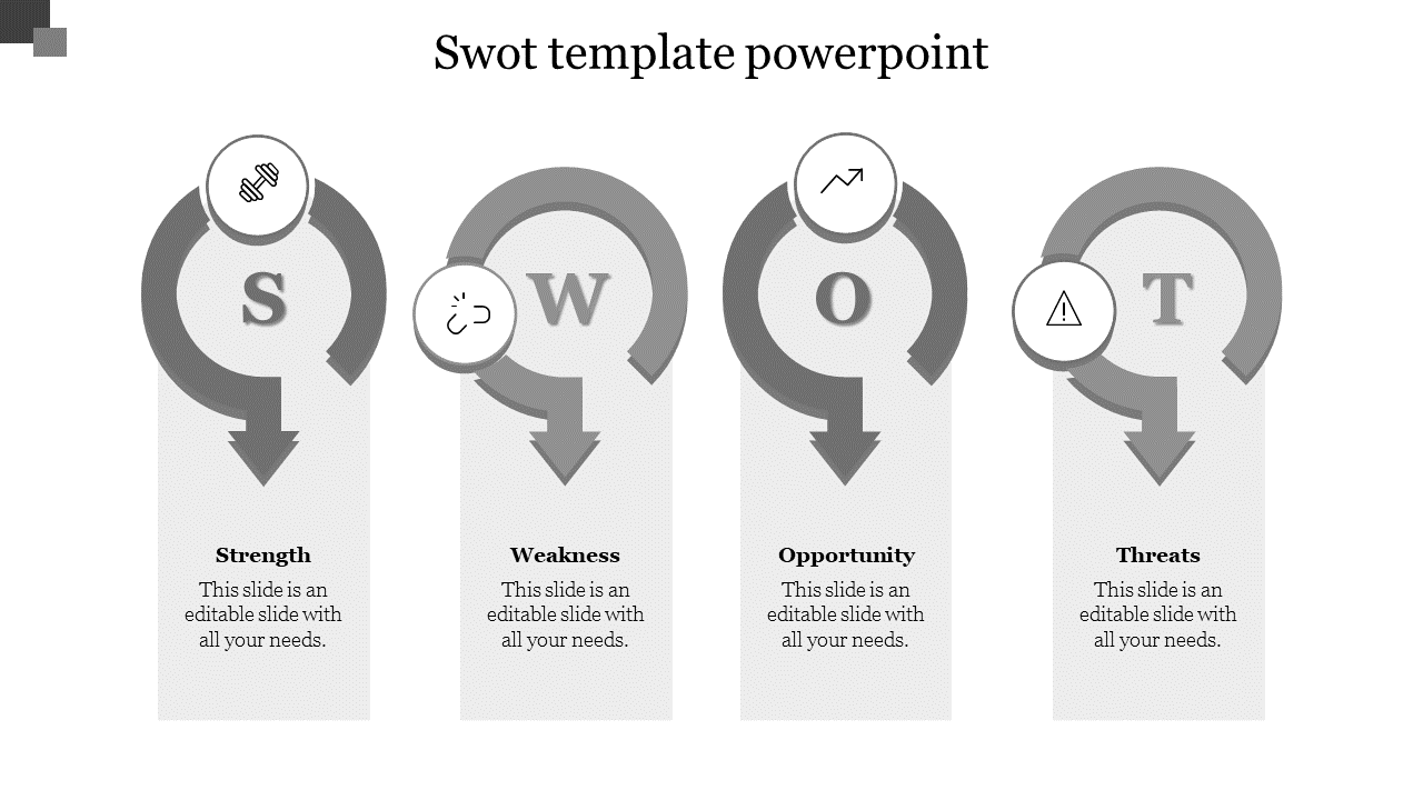 Amazing SWOT Template PowerPoint In Grey Color Slide