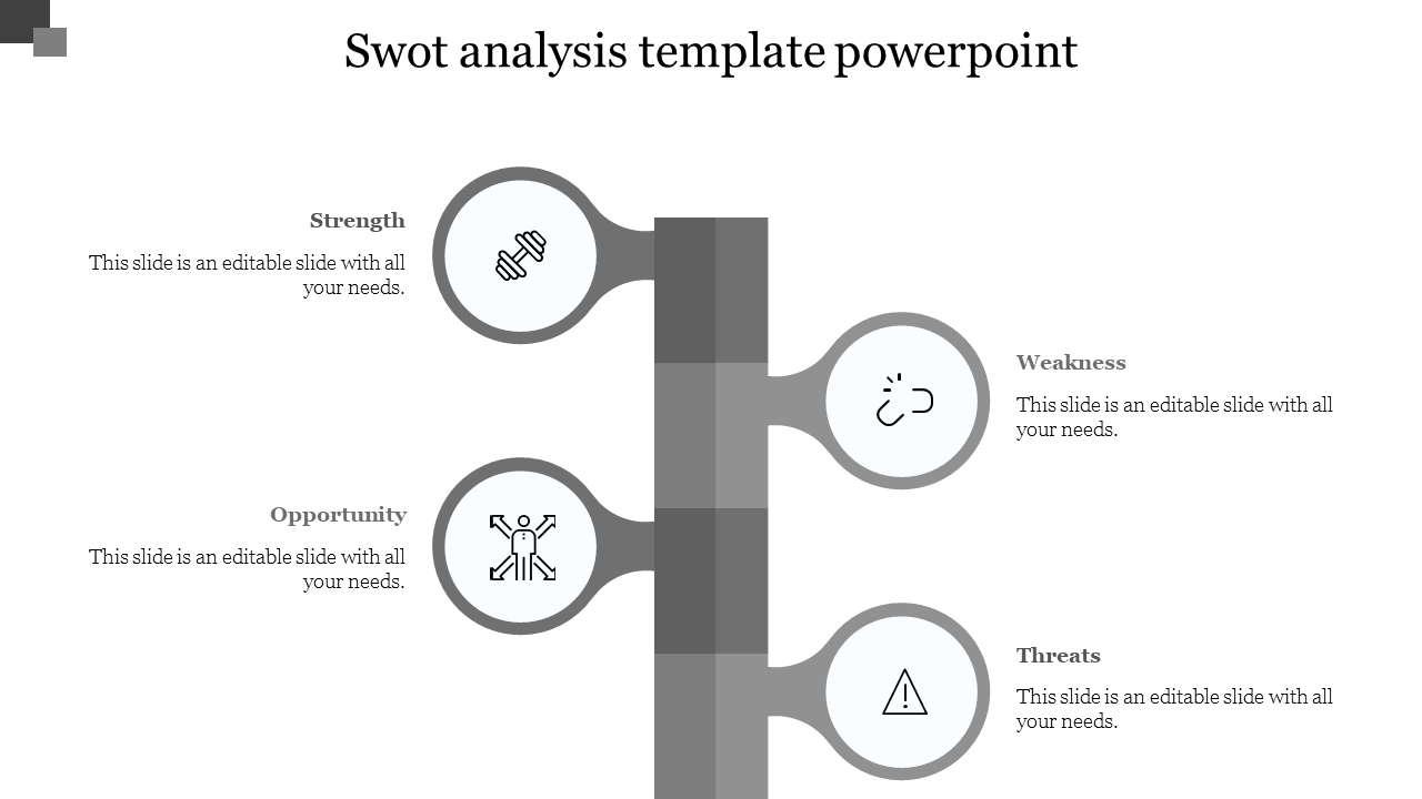 Best SWOT Analysis Template PowerPoint In Grey Color