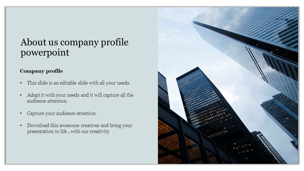 Visionary About Us Company Profile PowerPoint Presentation