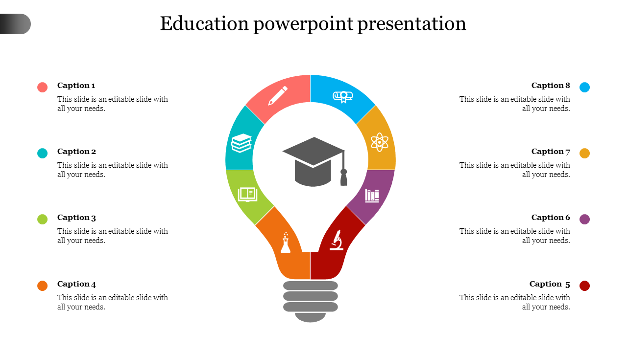 Educational infographic shaped like a light bulb, featuring various academic icons and captions areas on both sides.