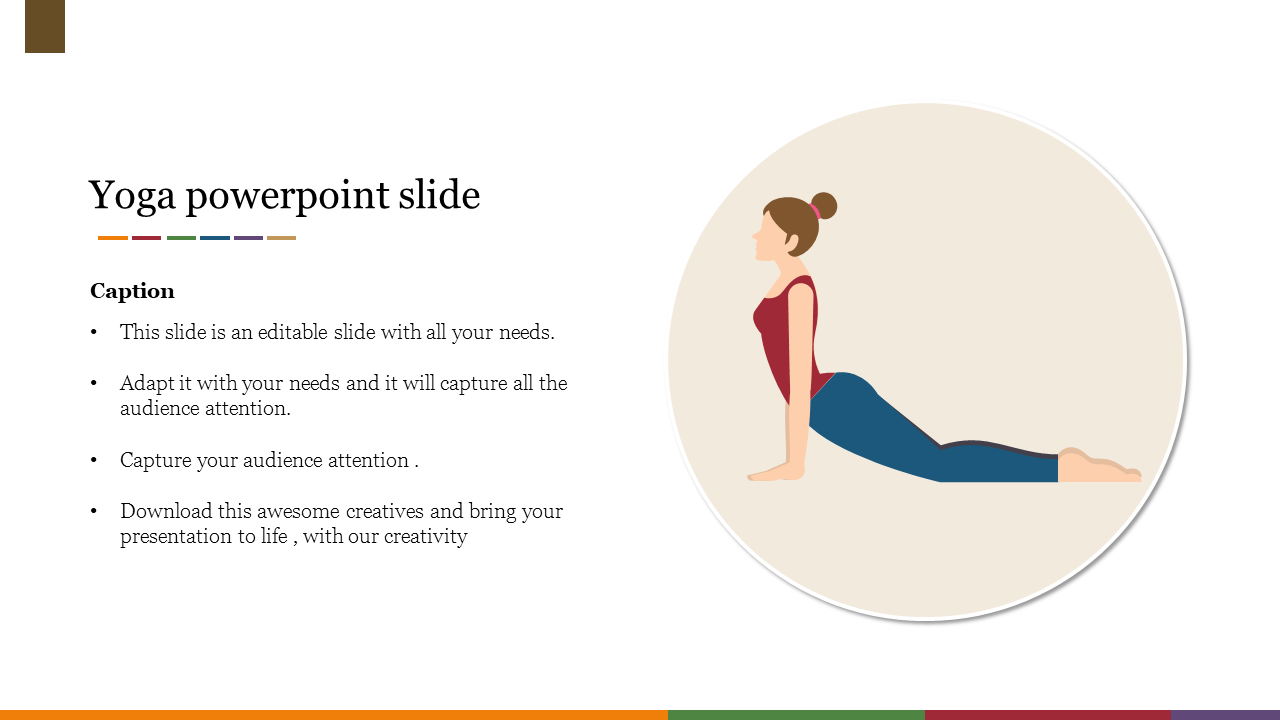  A minimalist yoga illustration of a woman in a backbend position, accompanied by placeholder text areas.