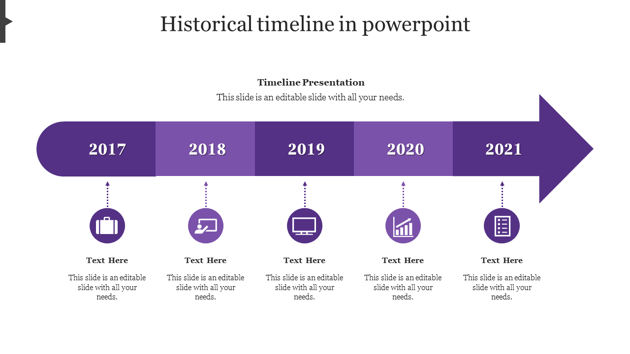 Creative Historical Timeline In PowerPoint Slide Template