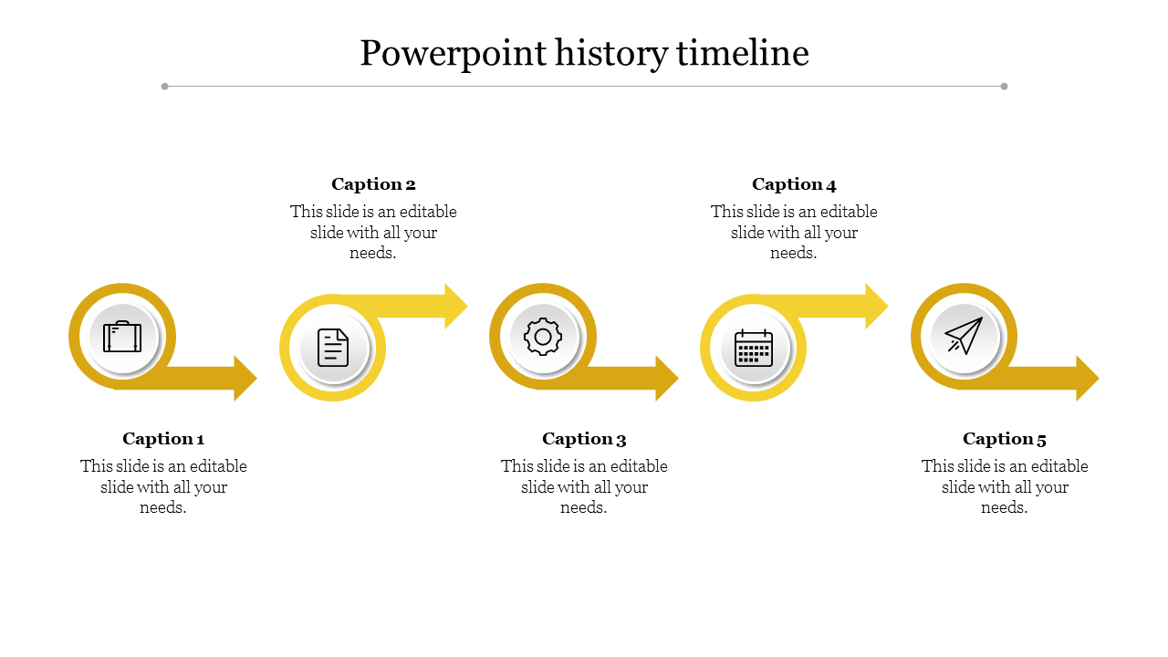 Attractive PowerPoint History Timeline With Five Nodes