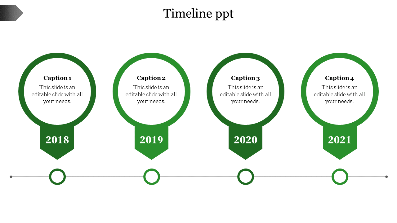 Innovative Timeline PPT In Green Color Slide Model